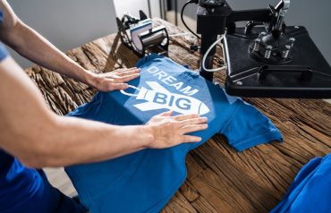 a t-shirt going for printing in the machine